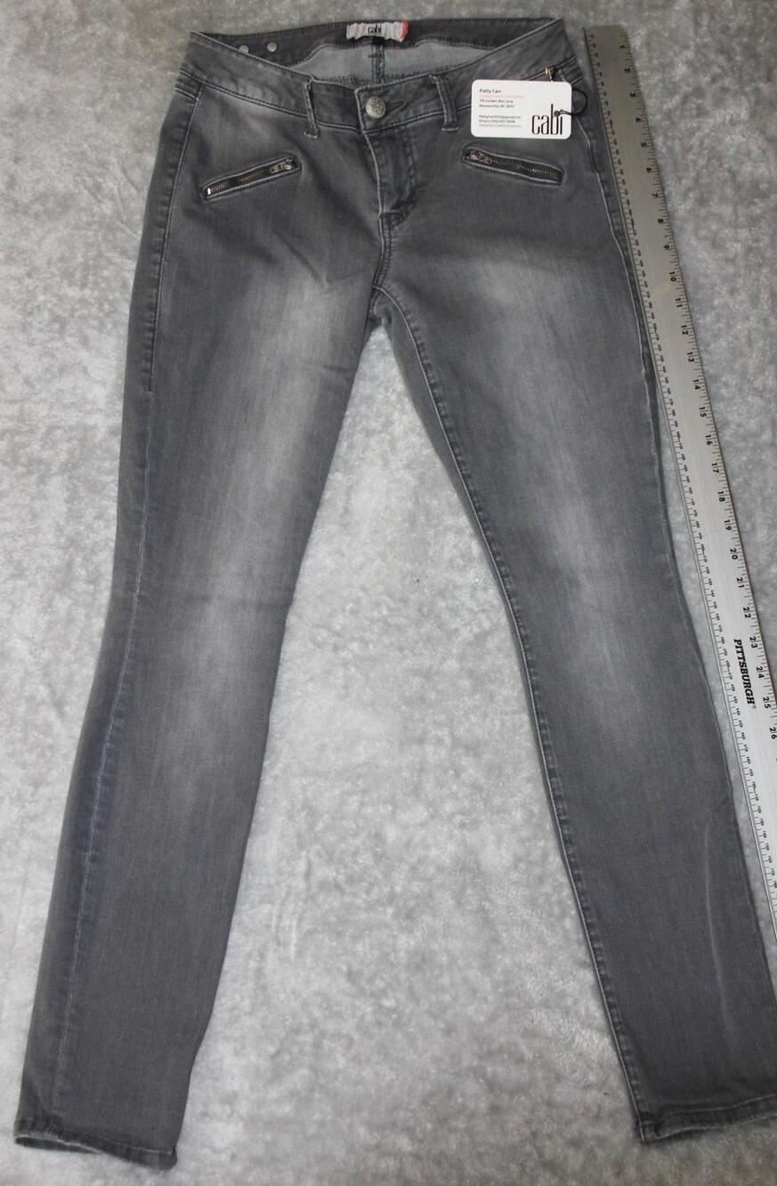 Cabi Jeans Womens 4 Gray Medium Wash Skinny Vintage Zip Stretch Denim 31x28 New
